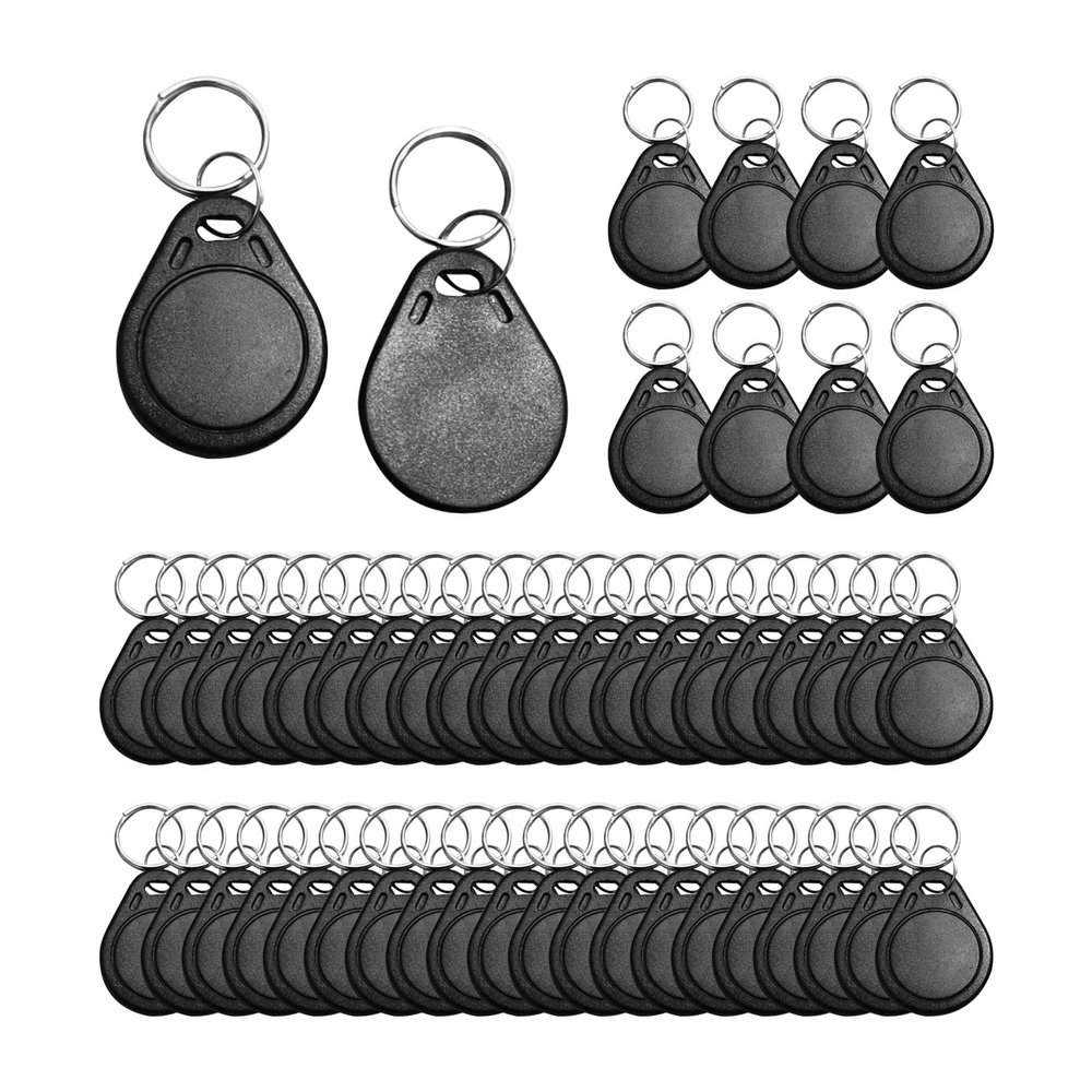 50 Pcs 125KHz RFID Writable Rewritable T5577 Key Fob Proximity Access Tag Duplicator Keyfobs ID Card Token Tag for RFID Writer Hotel Key (Black)