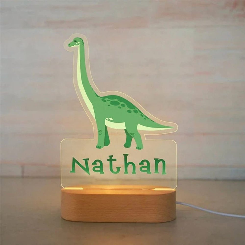 Custom Name Night Light for Kids - Personalized Cartoon Dinosaur Night Light with LED Lighting for Children - Kids Bedroom Nursery Night Light - Personalized It with Your Kid's Name (Brachiosaurus)
