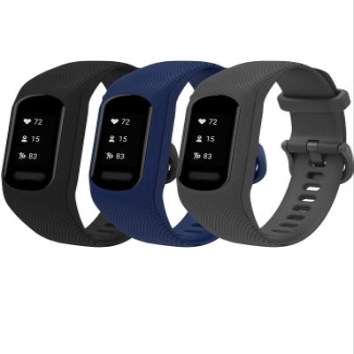 iBREK for Garmin Vivosmart 5 Bands,Replacement Watch Bands for Women Men Large Small(No Tracker)-Small,3 Pack:Black&Gray&Navy