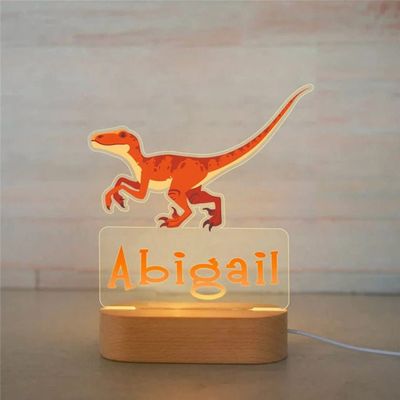 Custom Name Night Light for Kids - Personalized Cartoon Dinosaur Night Light with LED Lighting for Children - Kids Bedroom Nursery Night Light - Personalized It with Your Kid's Name (Deinonychus)