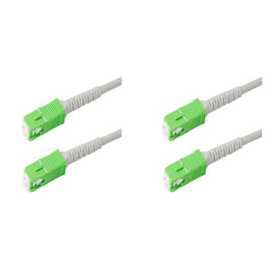 SpeedyFiberTX 2-Pack 55 Meter SC/APC to SC/APC 3.0mm White Simplex Riser OFNR Fiber Patch Cable, Corning SMF-28 Singlemode 9/125um Ultra Fiber, OS1/OS2 Compatible