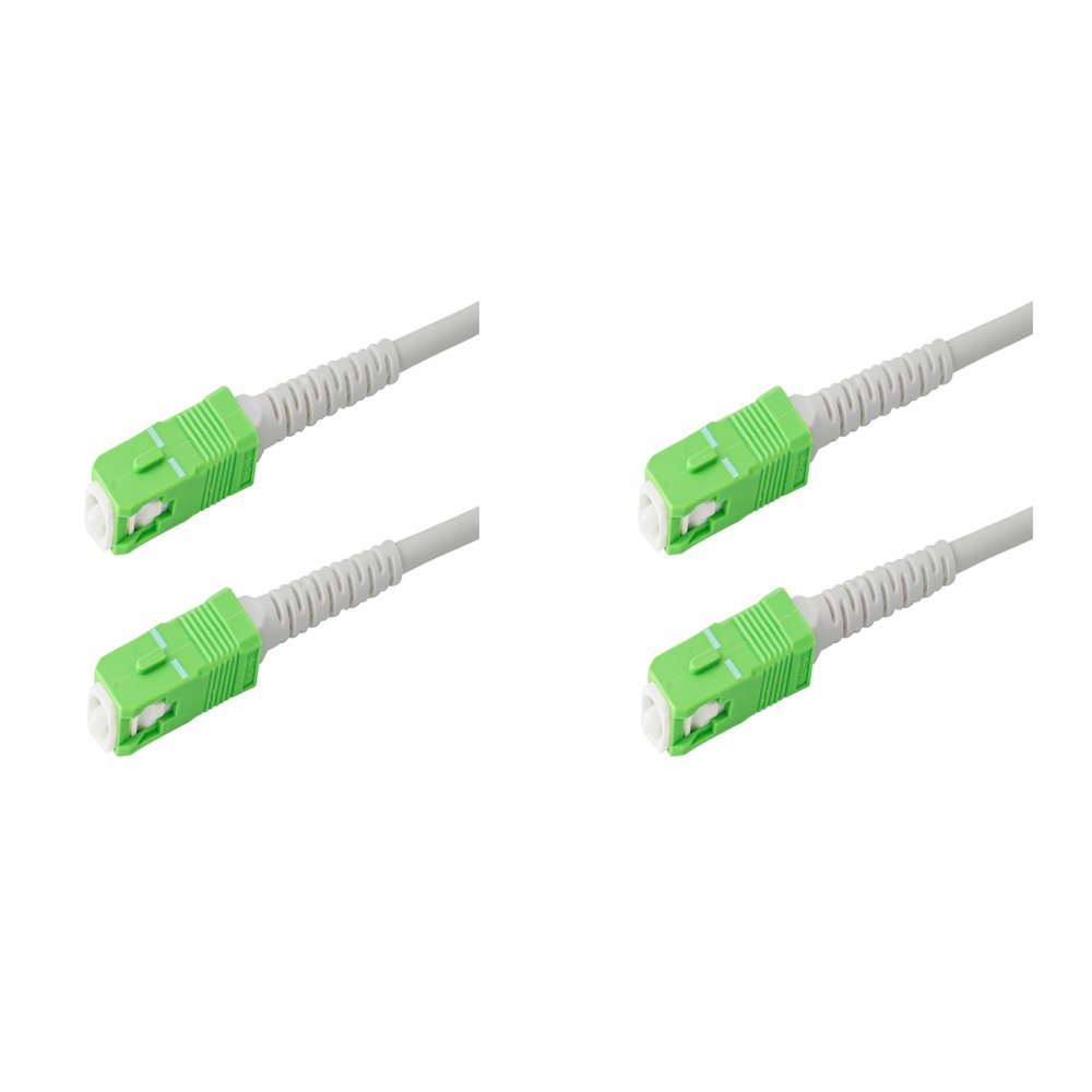 SpeedyFiberTX 2-Pack 55 Meter SC/APC to SC/APC 3.0mm White Simplex Riser OFNR Fiber Patch Cable, Corning SMF-28 Singlemode 9/125um Ultra Fiber, OS1/OS2 Compatible