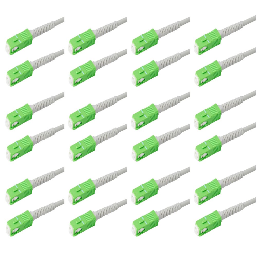 SpeedyFiberTX 12-Pack 55 Meter SC/APC to SC/APC 3.0mm White Simplex Riser OFNR Fiber Patch Cable, Corning SMF-28 Singlemode 9/125um Ultra Fiber, OS1/OS2 Compatible