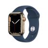 Apple Watch Series 7 [GPS + Cellular 41mm] Smart Watch w/ Gold Stainless Steel Case with Abyss Blue Sport Band (Renewed) view 1