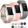 3 Pack Sport Bands Compatible with Fitbit Charge 2 Bands Women Men, Adjustable Replacement Strap Wristbands for Fitbit Charge 2 HR Small Large (Small, Champagne Gold/Gray/Pink) view 1