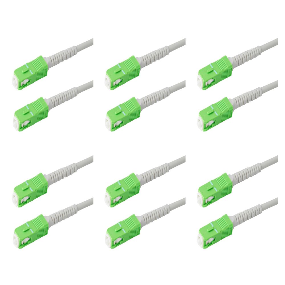 SpeedyFiberTX 6-Pack 0.2 Meter SC/APC to SC/APC 4.0mm White Simplex Riser OFNR Fiber Patch Cable, Corning SMF-28 Singlemode 9/125um Ultra Fiber, OS1/OS2 Compatible