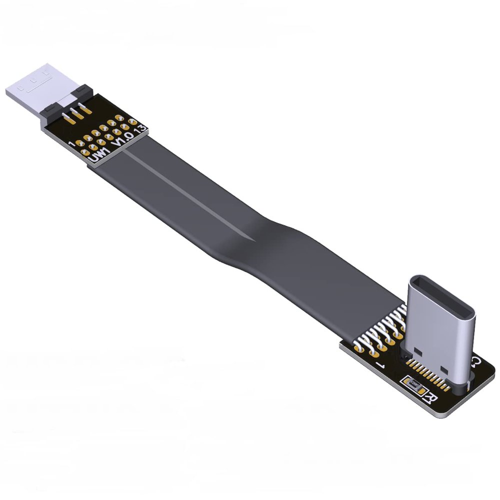 QJJ USB 2.0 Type-C Male to Micro-B Male OTG Flat Cable (20cm, T1B-W3R)