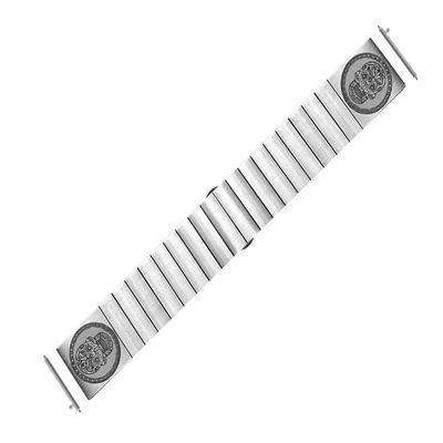 NICKSTON Engraved Band Strap Compatible with Garmin Venu 2 Vivoactive 4 and Forerunner 255 Music Silver Stainless Steel Bracelet S-SS2 (6" (152mm) Wrist Size)