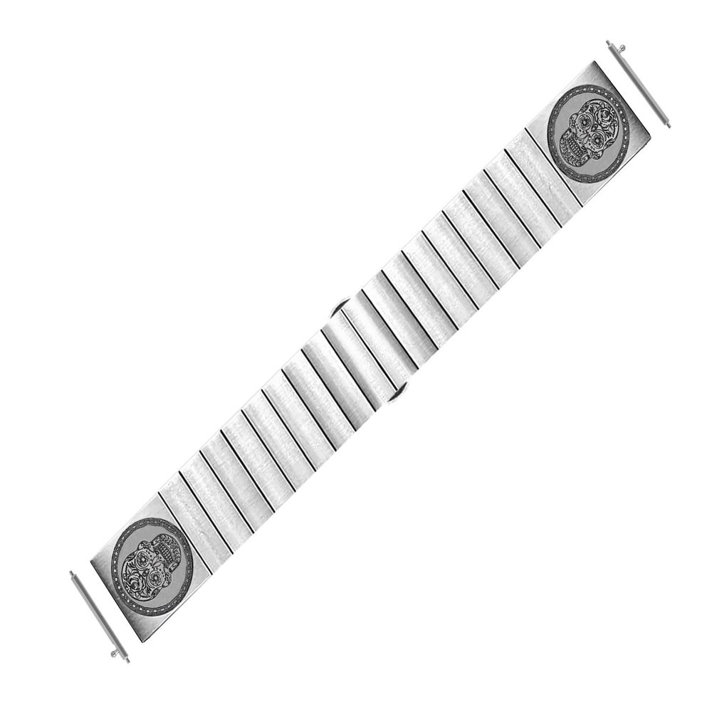 NICKSTON Engraved Band Strap Compatible with Garmin Venu 2 Vivoactive 4 and Forerunner 255 Music Silver Stainless Steel Bracelet S-SS2 (6" (152mm) Wrist Size)