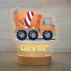 Custom Name Night Light for Kids - Personalized Cartoon Truck Night Light with LED Lighting for Child - Kids Bedroom Night Light - Personalized with Your Kid's Name (Cement Truck) view 1