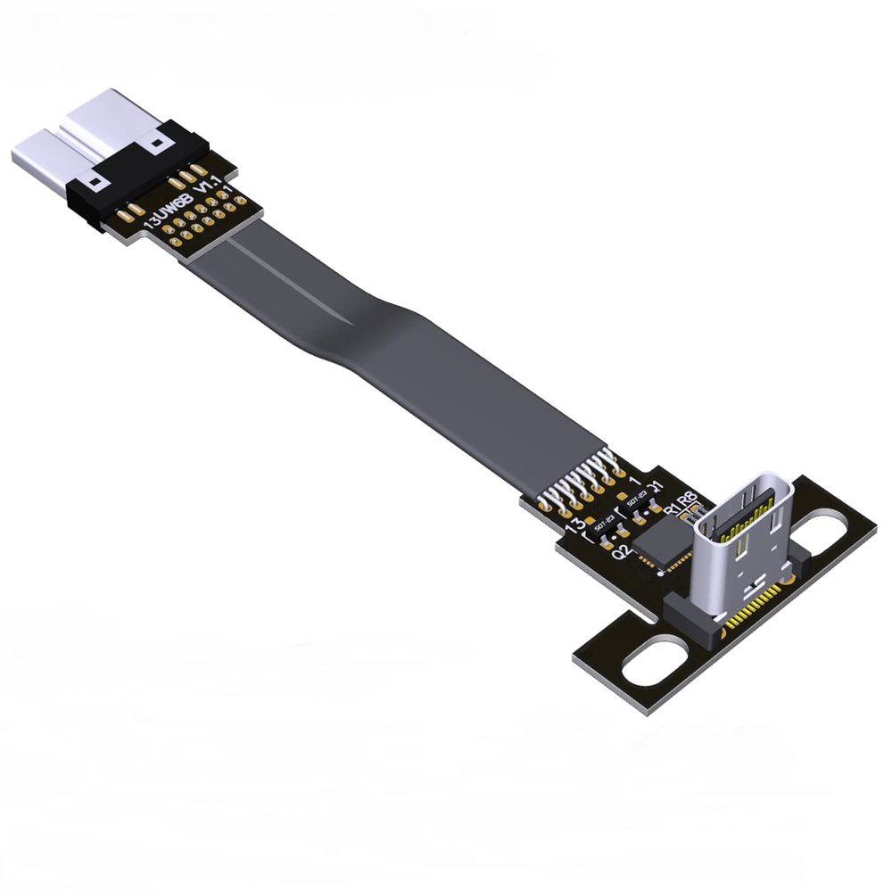 QJJ USB3.0 Type-C Male to Micro-B Female OTG Flat Cable (10cm, T5T-W6B)