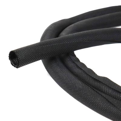 Black Braided Cable Management Sleeves Wire Loom Tubing Cord Protector Self-Wrapping (3/8"-30Feet)
