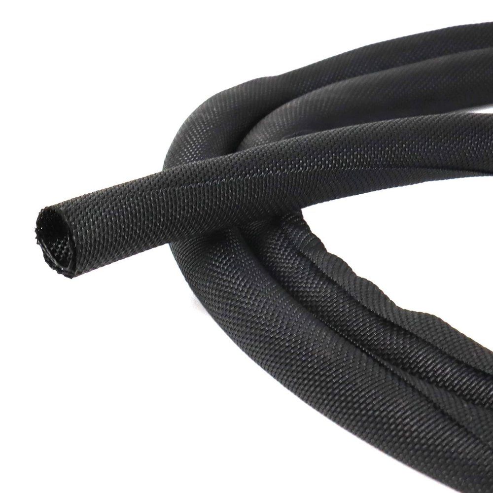 Black Braided Cable Management Sleeves Wire Loom Tubing Cord Protector Self-Wrapping (3/8"-30Feet)