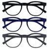OPULIZE BLU Blue Light Blocking Glasses for Women Men, Cool Round Frame with UV and Eyestrain Protection, Anti-Glare Computer and Gaming Eyewear, Black Blue Grey (Pack of 3) view 1