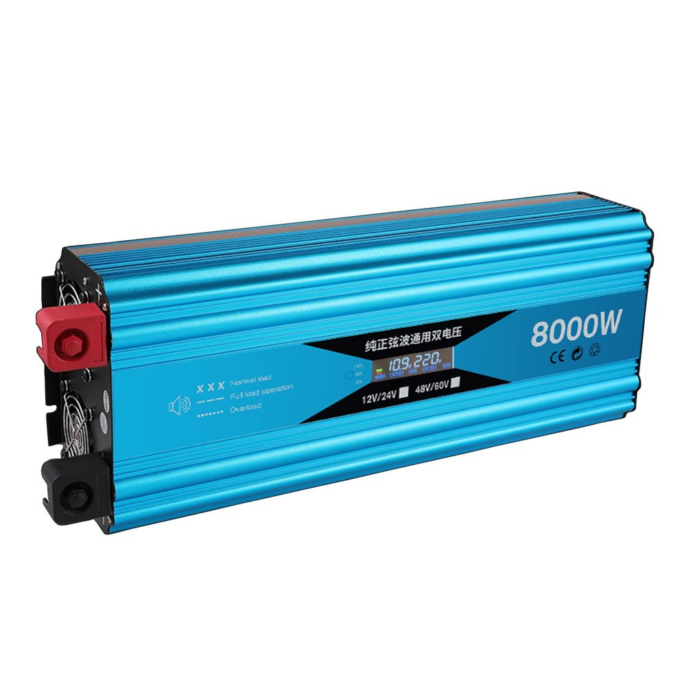Niczu 3000W 4800W 6500W 8000W 10000W DC 12V/24V 48V/60V to AC 220V Car Inverter Pure Sine Wave Power Voltage Converter with LCD Digital Display Screen,4800W-12V24V