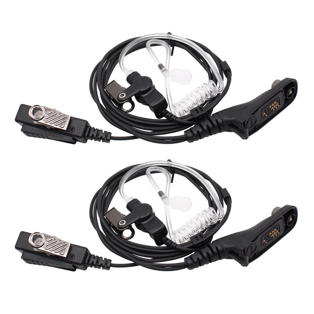 APX 6000 XPR7550e radio Earpiece with mic, 2-Wire Surveillance Headset with PTT Mic Compatible for Motorola APX6000 APX7000 APX8000 XPR6350 XPR6550 XPR7350 XPR7550 DP4600e DP4800e walkie Talkies 2Pack