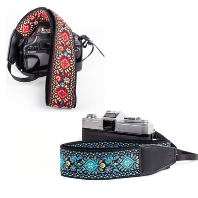 Art Tribute Red & Blue Woven Camera Straps Bundle Package - Best Gift for Photographers