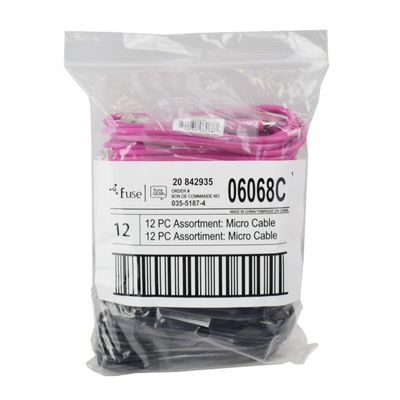 12 Pack 3 Ft USB 2.0 A-Male to Micro B Cables, 6 Black, 4 White, 2 Pink Cables