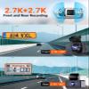Vantrue E2 Dash Cam Front and Rear, 2.7K Upgrade Rear Cam, Dual STARVIS, 2.7K + 2.7K Dash Camera for Cars, Voice Control, WiFi, GPS, Night Vision, 24H Parking Mode, G-Sensor, 2.45" IPS, Support 512GB view 2