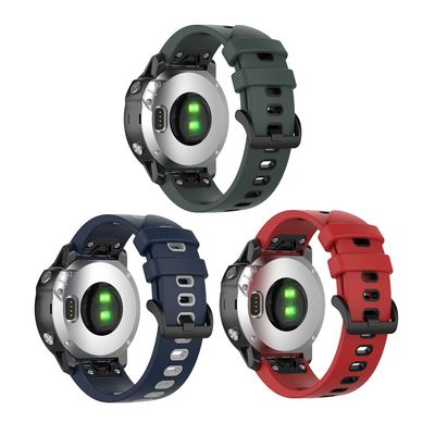 Senter Quick Release Soft Rubber Two-Color Replacement Straps for Garmin Fenix 7X / Fenix 6X pro/Fenix 5X Smart Watch (Black Buckle)