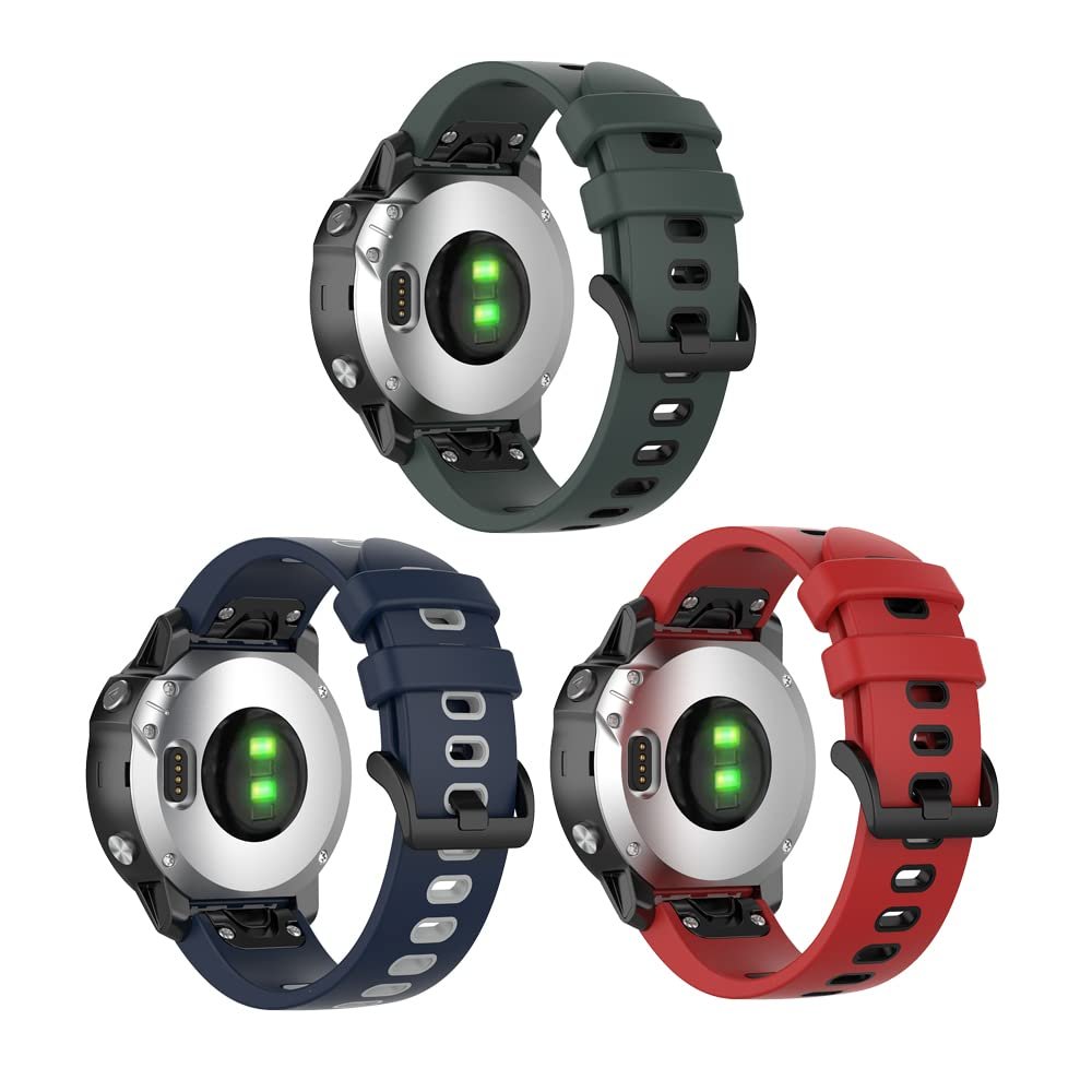 Senter Quick Release Soft Rubber Two-Color Replacement Straps for Garmin Fenix 7X / Fenix 6X pro/Fenix 5X Smart Watch (Black Buckle)