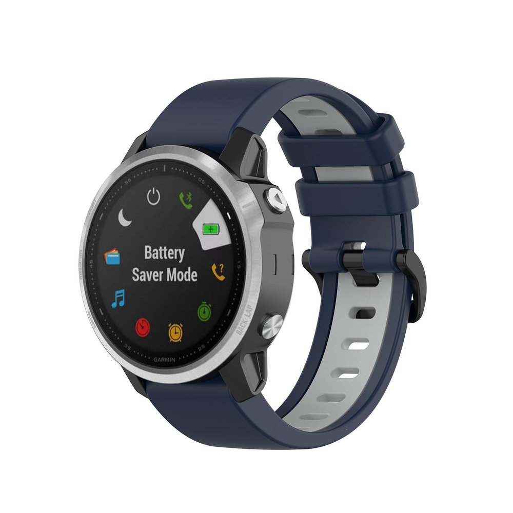 Senter Quick Release Soft Rubber Two-Color Replacement Straps for Garmin Fenix 7X / Fenix 6X pro/Fenix 5X Smart Watch (Black Buckle)