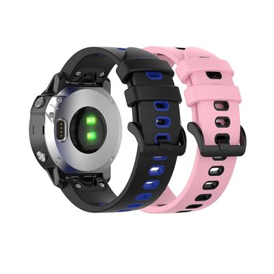 Senter Quick Release Soft Rubber Two-Color Replacement Straps for Garmin Fenix 7X / Fenix 6X pro/Fenix 5X Smart Watch (Black Buckle)
