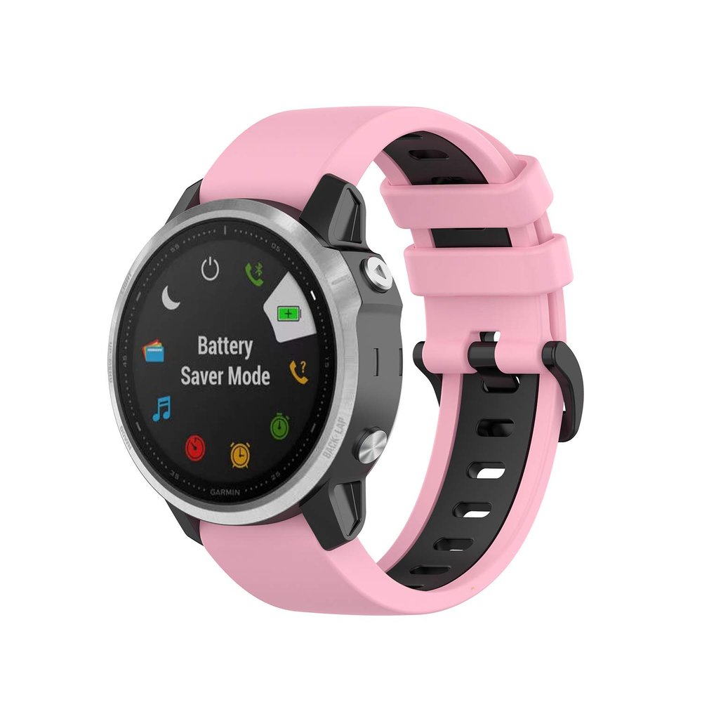 Senter Quick Release Soft Rubber Two-Color Replacement Straps for Garmin Fenix 7 / Fenix 6/Fenix 5 Smart Watch (Black Buckle)
