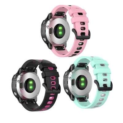 Senter Quick Release Soft Rubber Two-Color Replacement Straps for Garmin Fenix 7 / Fenix 6/Fenix 5 Smart Watch (Black Buckle)