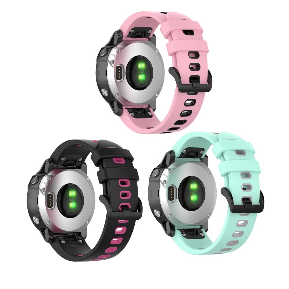Senter Quick Release Soft Rubber Two-Color Replacement Straps for Garmin Fenix 7 / Fenix 6/Fenix 5 Smart Watch (Black Buckle)