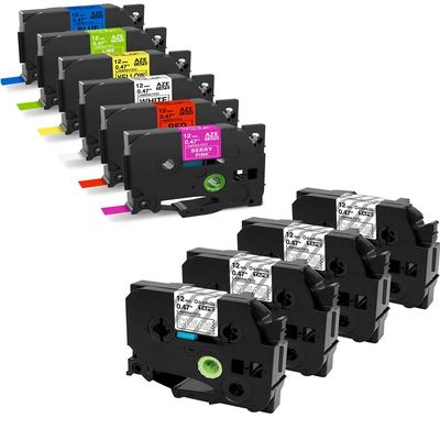 12mm 0.47 Laminated Colored Replacement for Brother Ptouch TZ TZe Label Tape Compatible with Brother P-Touch Refills 1/2 Inch x26.2 Ft, 10 Pack