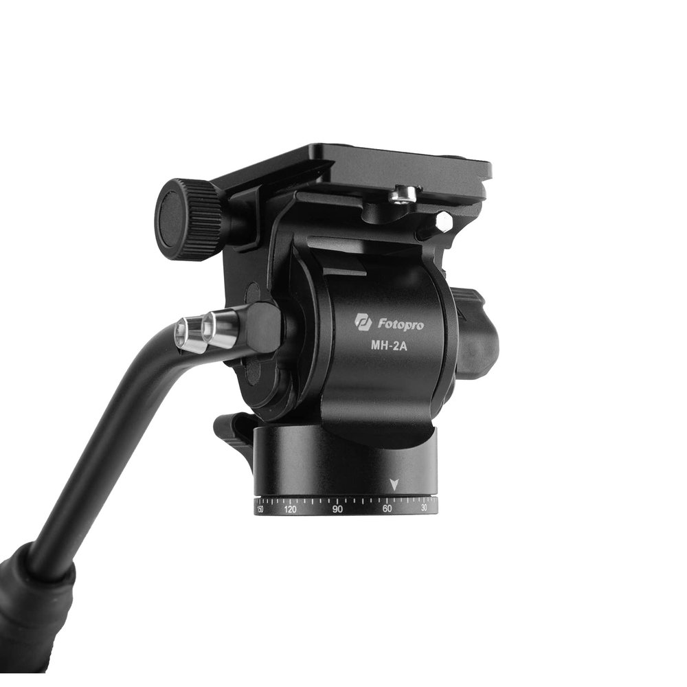 Fotopro Video Fluid Head Pan Tilt Head with Quick Release Plate and Adjustable Handle Max Load 6.61lbs 3kg for Compact Camcorders DSLR Camera Black