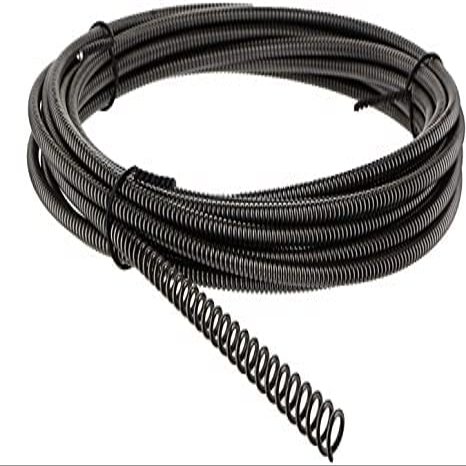 DCD 17050 Sink Line Drain Cleaning Cable, 1/4" x 50' - Open Hook with Innercore Drain Snake. Compatible with Small Drain Line Sink Machines
