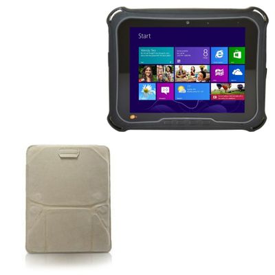 BoxWave Case Compatible with Comark 8 Rugged Mobile Tablet - Velvet Pouch Stand, Velour Slip Sleeve Built-in Foldable Kickstand - Tan