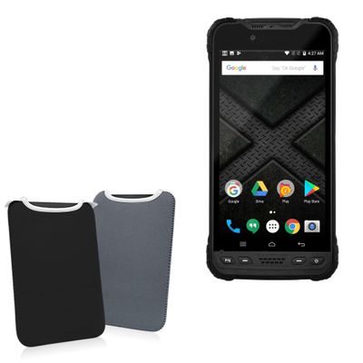 BoxWave Case Compatible with Xplore M60 - SlipSuit, Soft Slim Neoprene Pouch Protective Case Cover - Jet Black/Charcoal Grey (Reversible)