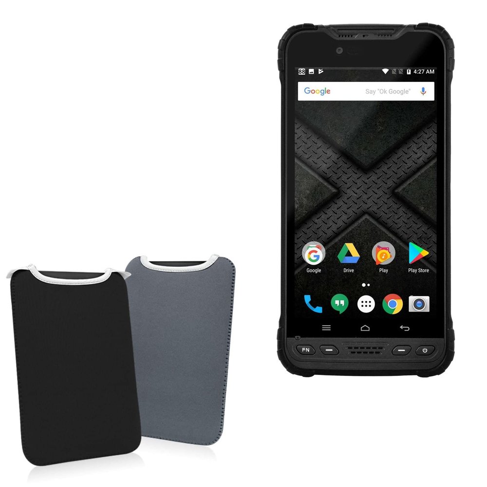 BoxWave Case Compatible with Xplore M60 - SlipSuit, Soft Slim Neoprene Pouch Protective Case Cover - Jet Black/Charcoal Grey (Reversible)