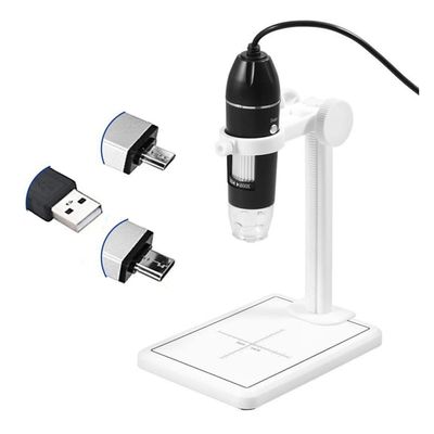Lab Microscope Slides 1600X HD Digital Microscope 8 LED 2MP Electronic Microscope with Lift Stand Microscope Parts (Color : White)
