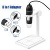 Lab Microscope Slides 1600X HD Digital Microscope 8 LED 2MP Electronic Microscope with Lift Stand Microscope Parts (Color : White) view 2