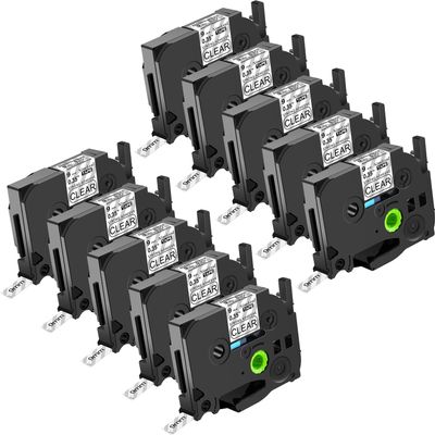 NineLeaf 10PK Compatible for Brother P-Touch TZe-S121 TZ-S121 TZ 9mm 0.35 Inch 3/8'' Black on Clear Extra Strength Ptouch Label Tape Work in PT-D201 PT-D215e PT-2030 PT-2030AD PT-2030VP Label Maker