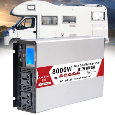 4000w/5000w/6000w/8000w Power Inverter 12v/24v/48v/60v to Ac 110v 220v Pure Sine Wave Inverter Voltage Converter Car Charger Adapter with LCD Display for Motorhomes,Camping,8000W-48Vto110V
