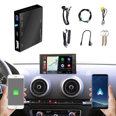 Wireless CarPlay + Android Auto + Mirroring Retrofit Kit, Compatible with Audi A3 S3 RS3 B9 5.8" 6.5" 7" Screen 2013-2020, Support Backup Camera Extension, USB Playback