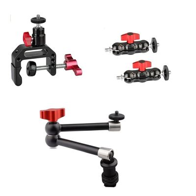 CAMVATE C Clamp Articulated 1/4"-20 Ball Head + Mini Ball Head + 11 inch Adjustable Articulating Friction Magic Arm