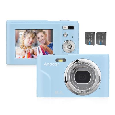 Andoer Portable Digital Camera 48MP 1080P 2.4 Inch IPS Screen 16X Zoom Auto Focus Self-Timer 128GB Extended Memory Face Detection Anti-Shake