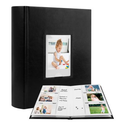 180 Pockets Photo Album for Fujifilm Instax Mini Camera, Photo Album with Writing Space for Polaroid, Leather Cover, 2x3 Photo for Instax Mini 12 11 9 40 8 7 Evo LiPlay Instant Camera(Black)