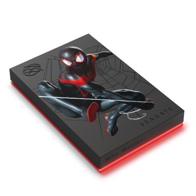 Seagate Miles Morales Special Edition FireCuda External Hard Drive 2TB - USB 3.2 Gen 1, customizable LED RGB lighting Red, with Rescue Services (STKL2000419)