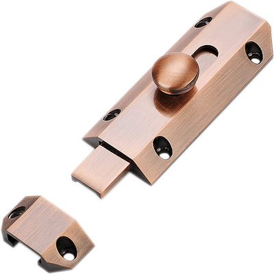 Sliding Lockfor Portable Door Lock, 4 Pack Pure Brass Slide Bolt, Heavy Duty Solid Brass, Brushed Finish Barrel Bolt Lock, Slide Lock with Screws(Color:Bronze) (Color : Red Bronze)