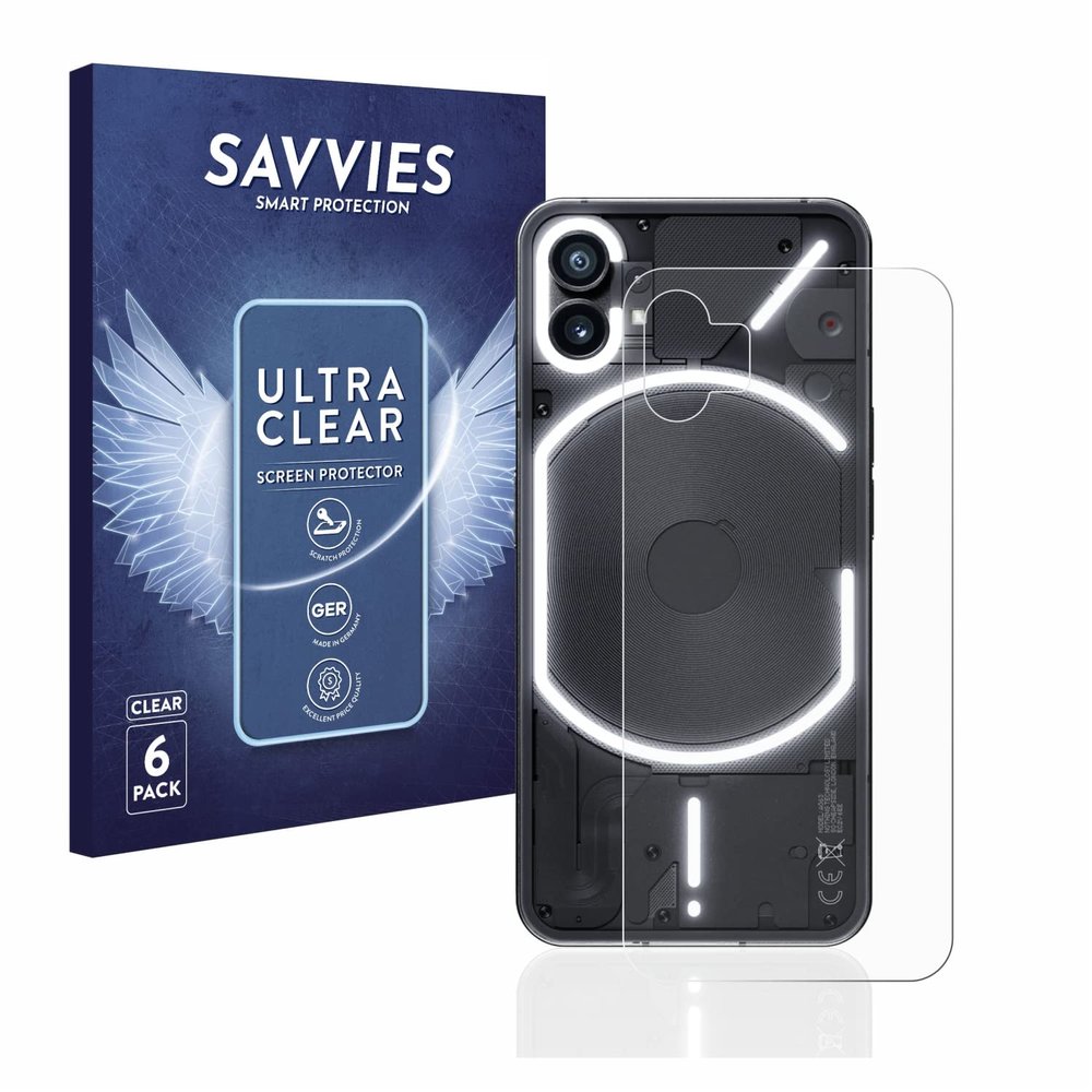 savvies Screen Protector Compatible with Nothing Phone (1) (Back) Protection Film Clear 6-Pack