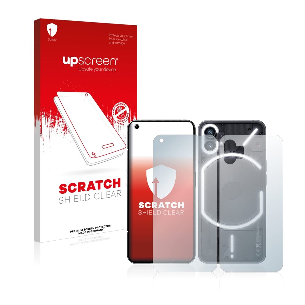 upscreen Scratch Shield Screen Protector compatible with Nothing Phone (1) (Front+Back) - HD-Clear, Anti-Fingerprint