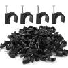 Auvotuis 200Pcs 12mm Nail in Cable Clips Black Cable Cord Management Clips Ethernet Cable Nails Tacks Clips for RG59, RG6, RJ45, CAT6, Coax Cable view 1