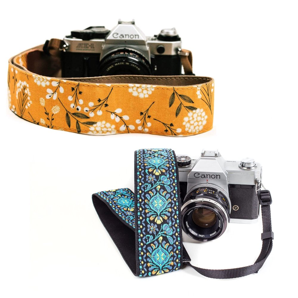 Art Tribute Blue & Yellow Spring BOHO Vintage Camera Straps Bundle Package- Great GIft for Man and Women Photographers
